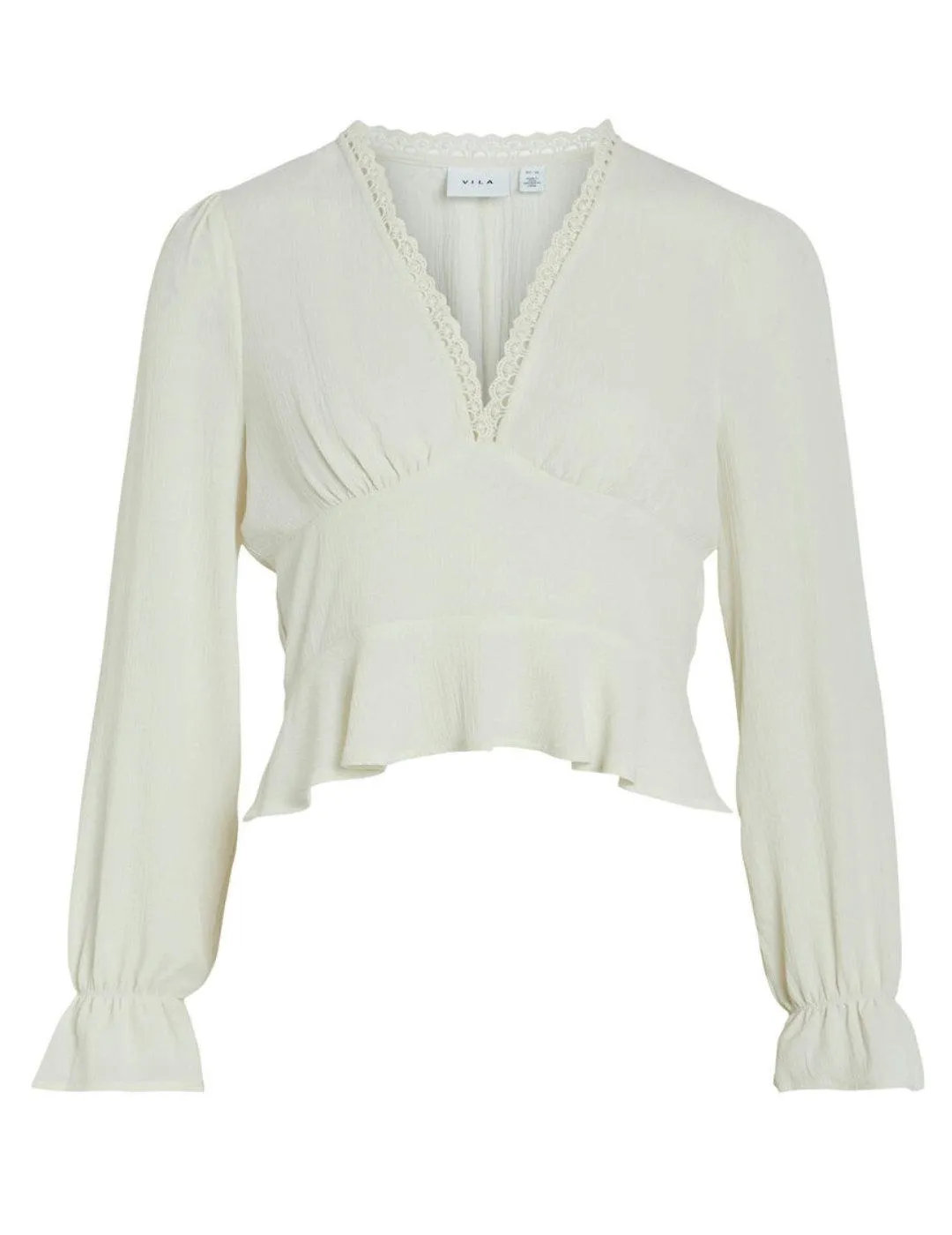 Blusa Vila Vimka beige corta para mujer