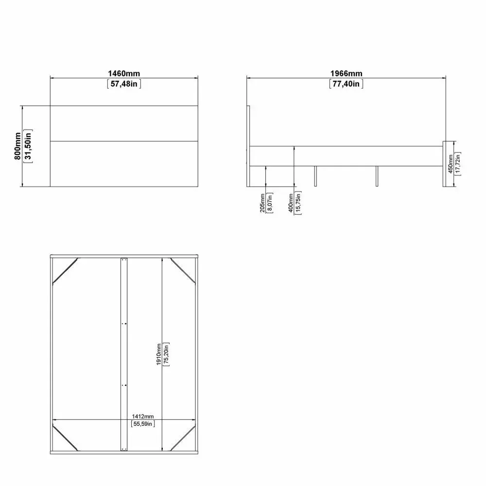 Cama matrimonial Naia incluye somier 146 x 196,6 x 80 cm