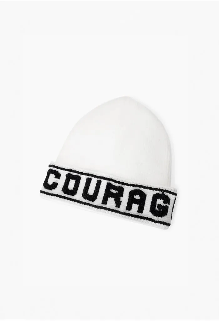 Gorro tejido con palabra courage unic blanconegro