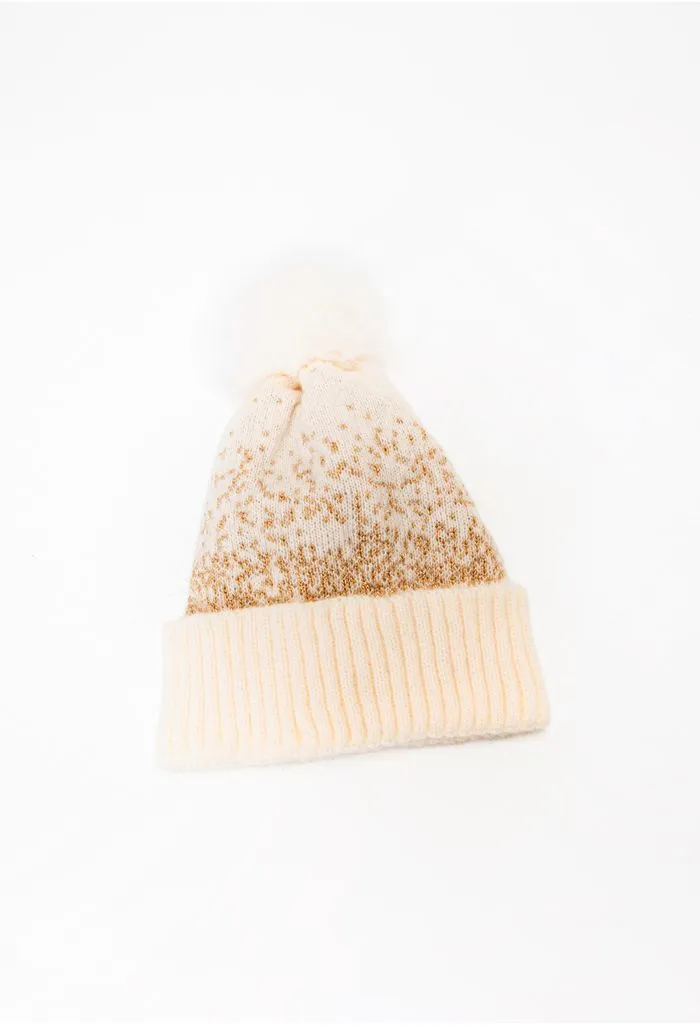 Gorro tejido lurex y pompon unic natural