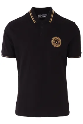 Polo Versace Jeans Couture negra con logo dorado