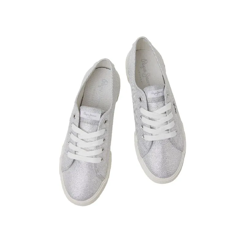 Tenis Pepe Jeans Mujer Brady Party W Plata - Blanco