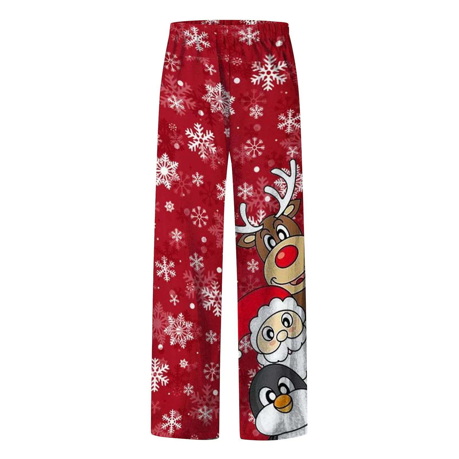 Women's Christmas Print Vintage Casual Loose Pants Casual Wide Leg Trousers Pants