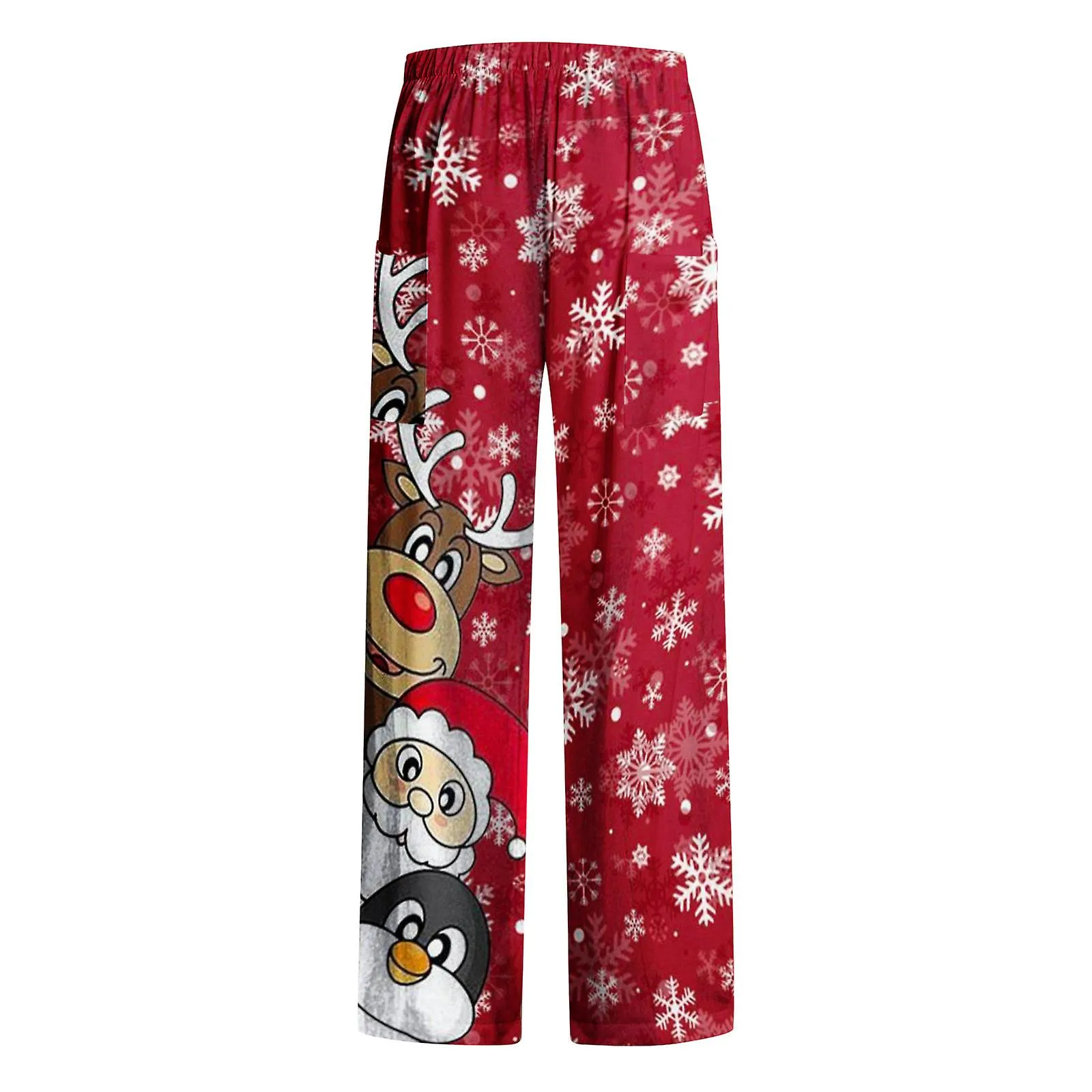 Women's Christmas Print Vintage Casual Loose Pants Casual Wide Leg Trousers Pants